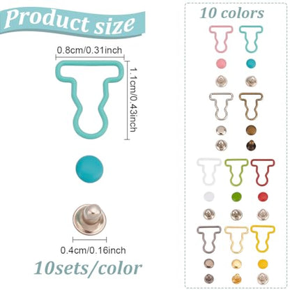 100 Sets 10 Colors Mini Overall Buckles, Doll Mini Alloy Buckles Overall Buckle and Studs Gourd Buckle Doll Button Accessories for Dolls Making Sewing Craft Supplies
