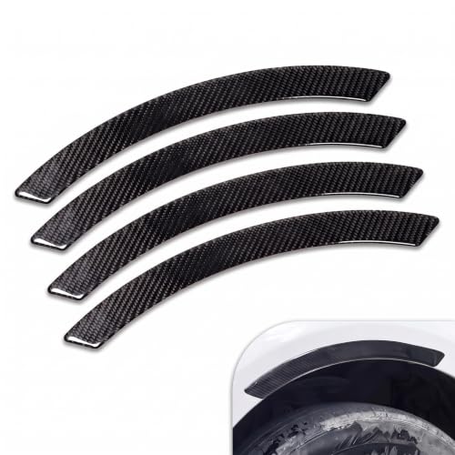 4 PCS Car Wheel Arch Guard, Carbon Fiber Texture Fender Protector Strips, Anti-Scuff PVC Mud Guard Trim, Universal Automobile Wheelwell Protection Decals for Cars SUVs Trucks (Black) - color: Black