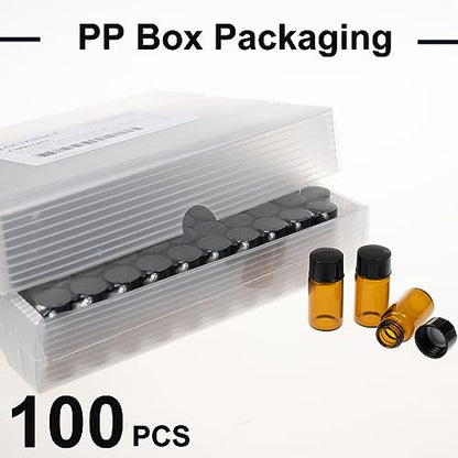 ALWSCI 100PCS 3ML Amber Tiny Glass Sample Vials with Screw Caps - color: Amber Glass Sample Vial, size: 3ML 16*33MM