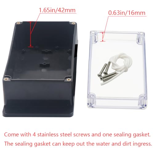Junction Box IP65 Waterproof ABS Plastic Electrical Project Case Power Junction Boxes, Clear Cover Project Box with Fixed Ear 6.22x3.54x2.36 inch (158 x 90 x60 mm) - color: Clear, size: 6.22"x3.54"x2.36"