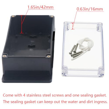 Junction Box IP65 Waterproof ABS Plastic Electrical Project Case Power Junction Boxes, Clear Cover Project Box with Fixed Ear 6.22x3.54x2.36 inch (158 x 90 x60 mm) - color: Clear, size: 6.22"x3.54"x2.36"