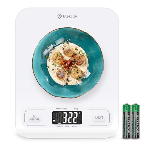 Etekcity Food Kitchen Scale, Digital Grams and Ounces for Weight Loss, Baking, Cooking, Keto and Meal Prep, LCD Display, Medium, White - color: White