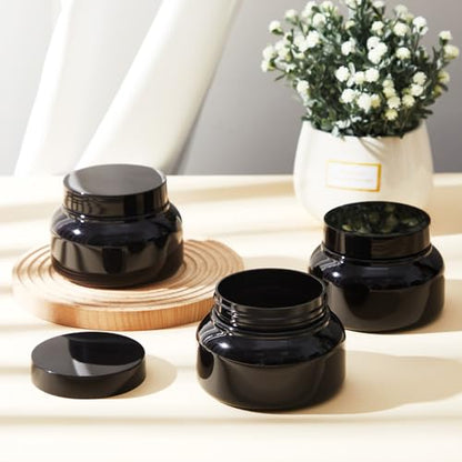 24 Pack Plastic Cosmetic Jars with Lids Label, 8 oz, Black - color: Black, size: 8 oz