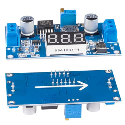 LM2596 LM2596S DC-DC Buck Converter Voltage Regulator Adjustable 4.0-40V to 1.25-37V 2A Power Supply Module with LED Voltmeter Display (Pack of 2) - style: 2PCS