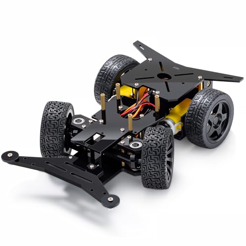 Rear-Wheel Drive Robot Car Chassis Kit with Servo, TT Motors, Wheels and Case for Arduino UNO R3/UNO R4/Leonardo and Raspberry Pi 5/4B/3B+/3B/ 2B/ 1B+