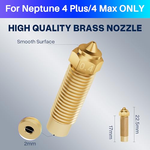 ELEGOO 10pcs 0.4/0.6/0.8/1.0mm Nozzles for Neptune 4 Plus/4 MAX - style: Brass-Neptune 4 Plus/Max