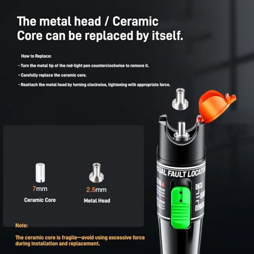 Visual Fault Locator,30-50KM Fiber Optic Cable Tester Meter, VFL Red Light Pen Light Source Testers(Black) - style: 30-50KM VFL