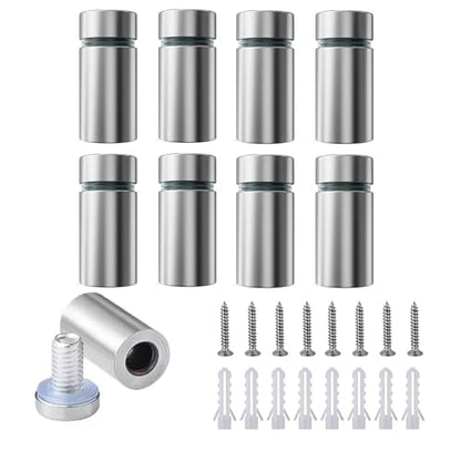 8 Pack Sign Standoff Screws 1/2 x 1 in Stainless Steel Standoffs Wall Mount - color: Silver, size: 1/2" x 1"
