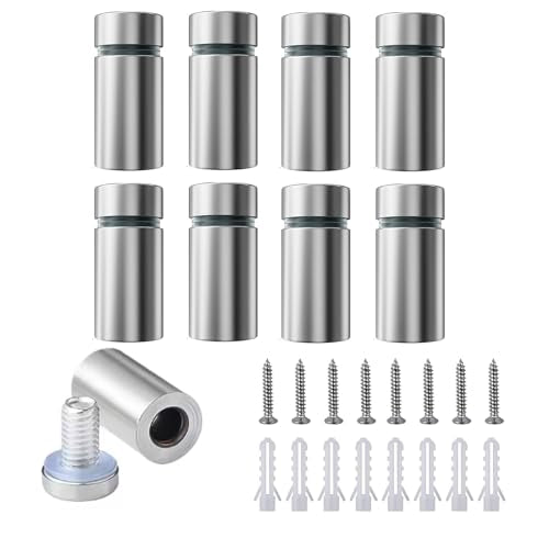 8 Pack Sign Standoff Screws 1/2 x 1 in Stainless Steel Standoffs Wall Mount - color: Silver, size: 1/2" x 1"