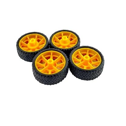 4PCS Toy Car Wheels Robot Car Rubber Tire Wheel for RC Car Truck Robot DIY Model Toy Wheel Replacement Parts (17x41mm Yellow) - style: 17x41mm Yellow