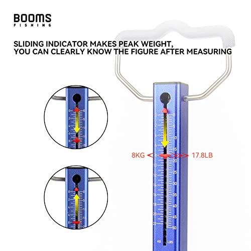 Booms Fishing TS2 Aluminum Tube Fish Scale, Spring Fishing Drag Scale, Easy to Read Hanging Scale, 50 lbs Pull Scales, Widely Used for Hooks Tension, Rigs Tension, Fishing Scale, Luggage Scale - size: 50 lbs