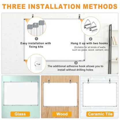 H-Qprobd White Board Dry Erase Whiteboard for Wall, 18"x24" Hanging Wall Mounted Magnetic Whiteboard Aluminium Frame for Home, Office, School, Kitchen - size: 24"x18"