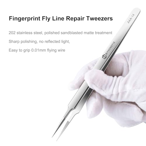 Ultra Fine Tip Tweezers Straight Tip Precision Tweezers Flying Line Super Hard Tweezer Mobile Phone Motherboard Repair Hand Tools for Soldering and IC Chip Micro-repair,Stainless Steel