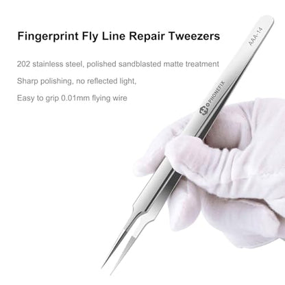 Ultra Fine Tip Tweezers Straight Tip Precision Tweezers Flying Line Super Hard Tweezer Mobile Phone Motherboard Repair Hand Tools for Soldering and IC Chip Micro-repair,Stainless Steel