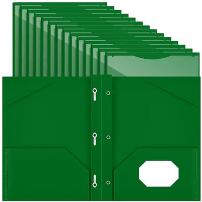 Henoyso 36 Pcs Plastic Folder with Clear Front Pocket, Dark Green - color: Dark Green