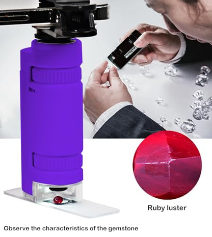 EasyMicro LED Lighted Pocket Microscope 60-120X Magnification Purple Color - color: Purple