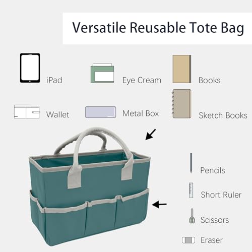 Cupohus Art Organizer Craft Storage Tote Bag with Multiple Pockets (Green) - color: Light Grey