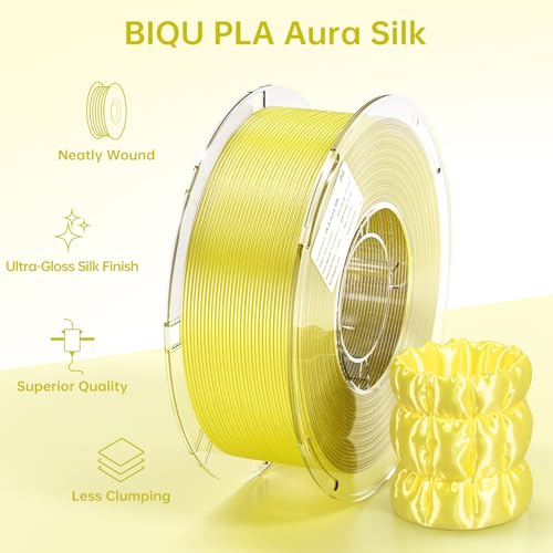 BIQU PLA Aura Silk 3D Printer Filament 1.75mm 1KG(2.2lbs) Cheese Yellow PLA - color: Cheese Yellow