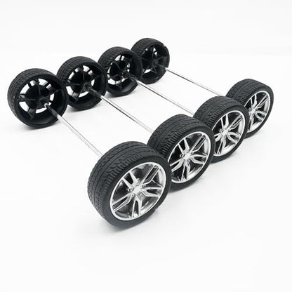 10PCS Toy Car Wheels 37mm Rubber Tire Wheels with Metal Shaft for RC Car Truck DIY Model Toy Wheel Replacement Accessories (2.5x37mm) - style: 2.5x37mm