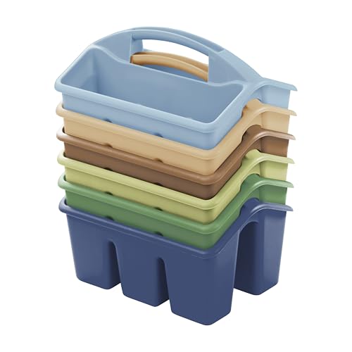 ECR4Kids 4-Compartment Small Storage Caddy Organizer, 6-Pack, Earthtone - color: Earthtone
