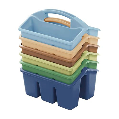 ECR4Kids 4-Compartment Small Storage Caddy Organizer, 6-Pack, Earthtone - color: Earthtone