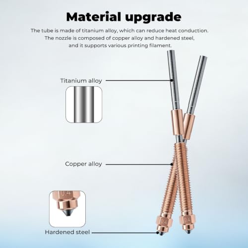4PCS K2 Plus Replacement 0.4mm Nozzle Kitsfor Creality K2 Pro/K2 Plus/K2/Hi 3D Printer Quick-Swap Copper Alloy and Hardened Steel Nozzle with Silicone Socks & Wrench(0.4mm*4) - size: 0.4mm*4