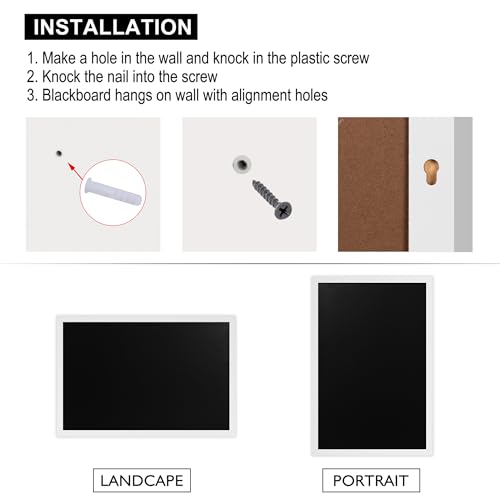 Rustic Wood Framed Magnetic Chalkboard 24 x 36, Large Hanging Chalk Board Sign for Kids, Non-Porous Wall Blackboard for Wedding Kitchen Restaurant Menu and Home with 4 Unique Magnets, White - color: White