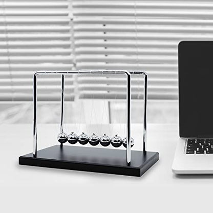 Large Newtons Cradle Pendulum with 7 Balls, 9 inch Newtons Cradle Balance Balls, Science Physics Desk Decoration, Office Home Desk Decoration, Calm Down Fidgets (Black Wooden Base) - size: Large - 7 Balls