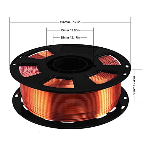 BBLIFE Silk PLA Filament, Metallic Copper 1.75mm PLA 3D Printer Filament - color: Copper