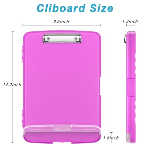 Rimilak Clipboard with Storage, 8.5 x 11 High Capacity Clip Board, Magenta - color: Magenta
