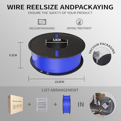 PLA+ Filament 1.75mm Blue 1kg,Dimensional Accuracy +/- 0.02mm - color: Blue