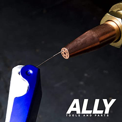ALLY Tools Professional Large and Small 12 Wire Oxy-Acetylene Tip Cleaner Set for Cleaning Welding Cutting Nozzles/Tips, Gas Orifices, Carburetors, Spray Guns, Paint Guns, Sprinklers, and Shower Heads