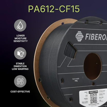 Polymaker Fiberon PA612-CF15 Carbon Fiber Nylon Filament 1.75mm, Black, 1kg - color: Black Pa612-cf15 1kg, size: NYLON