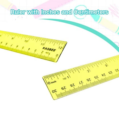 12 Inch Plastic Rulers, Color Clear Rulers for Kids, School, Office, 7PCS - size: 12 Inches