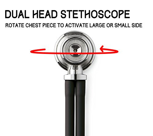 EMI Pink Sprague Rappaport Stethoscope with Black Aneroid Sphygmomanometer Blood Pressure Cuff Medical Nurse Set #340 - color: Pink/Black