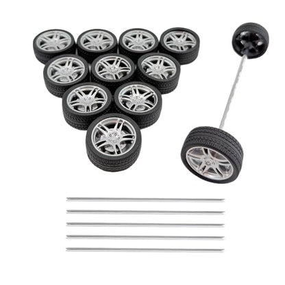 12PCS Toy Wheel RC Car Rubber Tire Wheel with Round Rod Shaft Axles for RC Car Truck Robot Boat Helicopter DIY Model Toy Building Project (2.5x32mm) - style: 2.5x32mm