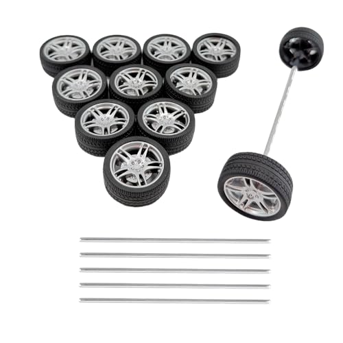 12PCS Toy Wheel RC Car Rubber Tire Wheel with Round Rod Shaft Axles for RC Car Truck Robot Boat Helicopter DIY Model Toy Building Project (2.5x32mm) - style: 2.5x32mm
