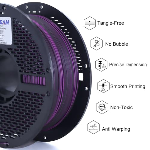PLA Float Color 3D Printer Filament, Dual-Color Flow Effect Across Smooth Surfaces,1.75mm,1kg(2.2 lbs) Best Suited for Large, Smooth-Surface Models (Purple-Black) - color: Pla Float Color Purple-black
