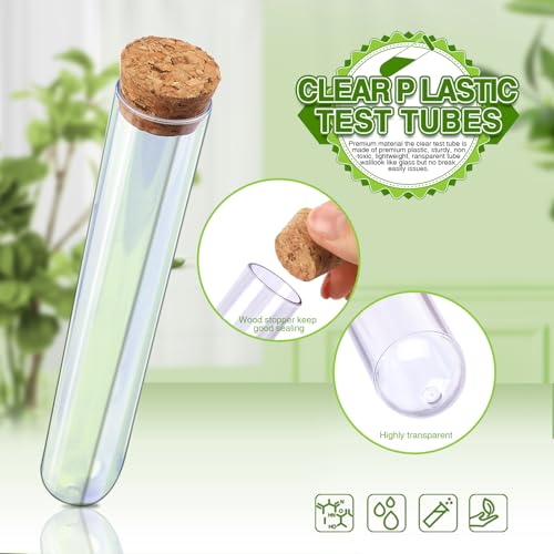 20Pcs Clear Plastic Test Tubes,25x160mm 50ml, Good Seal for Jewelry Seed Beads Powder Spice Liquid Storage, Lab Use or Decoration - size: 20pcs*50ml(25x160mm)