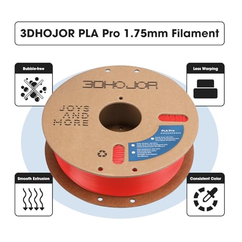 3DHoJor PLA+ 3D Printer Filament Red,1KG - color: Red