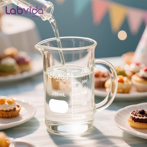 2pcs Beakers with Handle, 500ml, 3.3 Borosilicate Glass, Griffin Low Form Beaker Mug with Printed Graduation, LVAT001 - color: 2PCS of Vol. 500ml