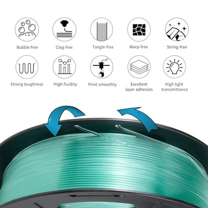 IEMAI PETG Filament 1.75mm, Transparent Cyan 1kg - color: Transparent Cyan