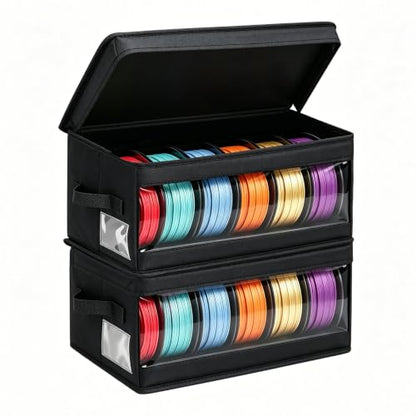 3D Printer Filament Storage Box 2-Pack - Filament Storage Container, Filament Dry Box & Waterproof Storage Box with Flip Lid, Label Slot, Foldable Filament Storage Cabinet for PLA ABS PETG TPU