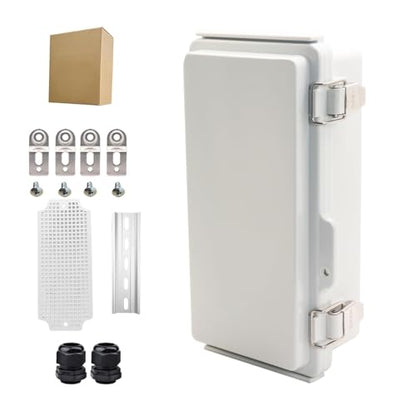 Outdoor Waterproof Electrical Box Junction Box Weatherproof IP67 ABS Plastic Enclosure Switch Router Project Box Electronics Enclosure With Mounting Plate Wall Bracket Grey 7.9" x 3.9" x 2.8" - color: Grey, size: 7.9" x 3.9" x 2.8"