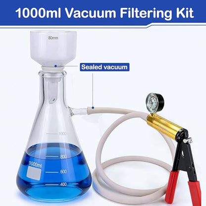 1000 mL Buchner Funnel Filtering Kit with Handheld Vacuum Pump - size: 1000mL