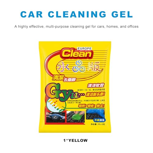 Car Cleaning Gel, Reusable Air Vent Detailing Putty Automotive Dust Removal Slime, Universal Dashboard Dusting Mud Interior Cleaner for Vehicles Keyboards Laptops Keys (Yellow) - color: Yellow