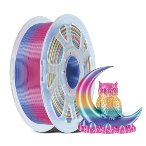 Kingroon Silk PLA Filament 1.75mm Rainbow Filament 3D Printer Filament Color Changing Filament 1kg Dimensional Accuracy +/- 0.02mm,Fit Most 3D Printers(Candy) - color: 1kg Candy 2