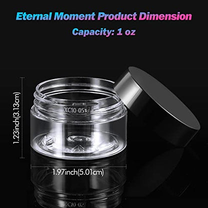 Eternal Moment 36 Pack 1 OZ Plastic Jars Clear Cosmetic Container with Lids - color: Black Lid, size: 1 Ounce