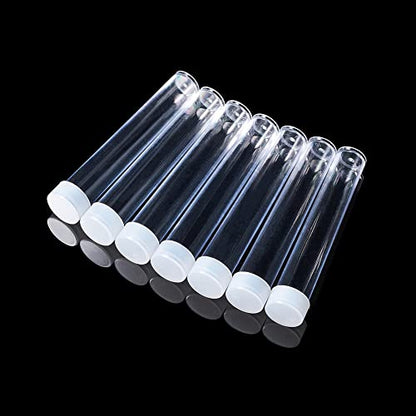 Craftdady Clear Plastic Tube Bead Chunky Bamboo Tube Beads 100Pcs Transparent Storage Test Tubes with Caps 78x13mm (3.07x0.5 inch) - color: 100pcs Tubes,78x13mm, Clear