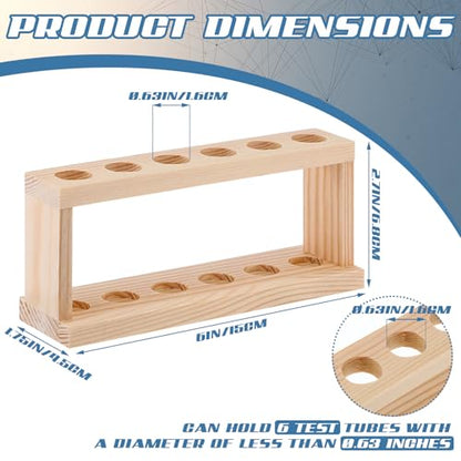 Wenqik 2 Pack Wooden Test Tube Rack, 6 Holes 15 mm Pine Wood Lab